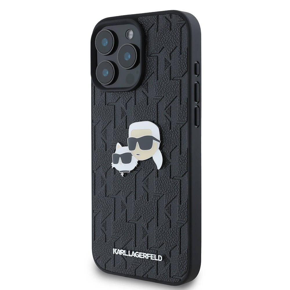 iPhone 16 Pro Max Kılıf Karl Lagerfeld Orjinal Lisanslı K&C Heads Monogram Pin Kılıf