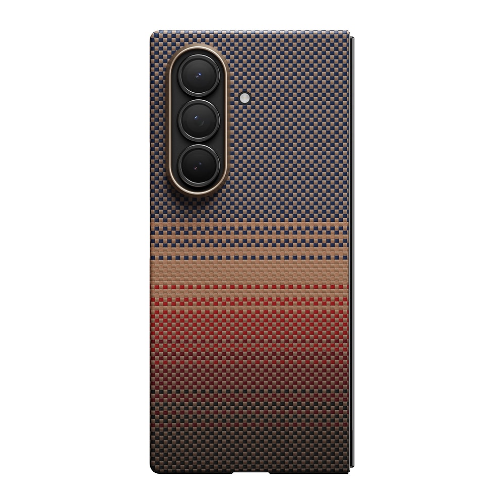 Galaxy Z Fold 7 Kılıf M-safe Şarj Özellikli Aramid Fiber Pitaka Tactile Woven Sunset-Moonrise Serisi Kapak