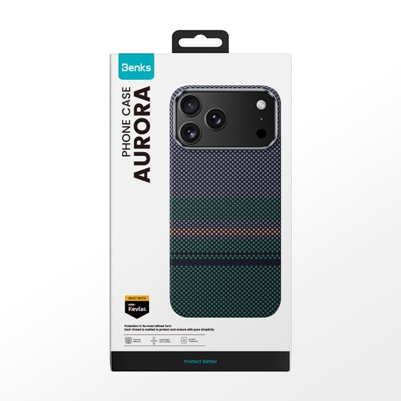 Apple iPhone 17 Pro Max Kılıf M-safe Şarj Özellikli Karbon Fiber Tasarımlı Benks Aurora ArmorAir Kevlar Kapak