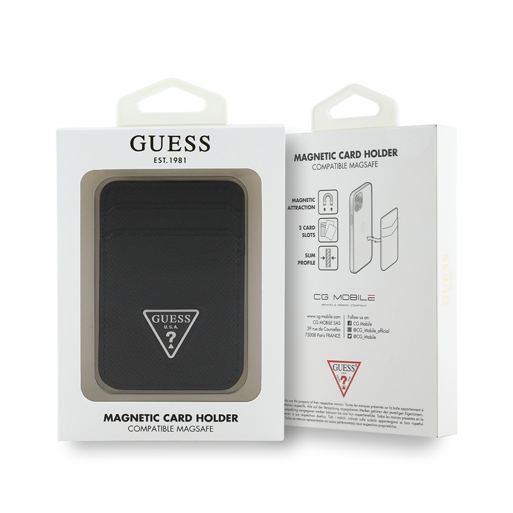 Guess Orjinal Lisanslı 2 Hazneli Üçgen Logolu Deri Magnetik Kartlık