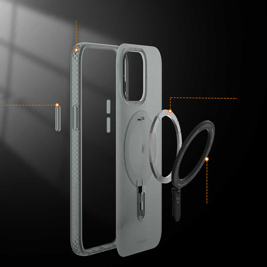 iPhone 15 Pro Max Kılıf Magsafe Şarj Özellikli Youngkit Rock Serisi Kılıf