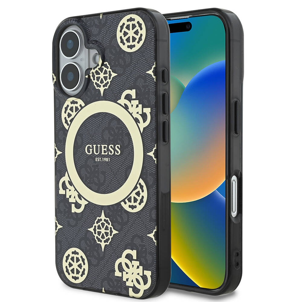 iPhone 16 Plus Kılıf Guess Orjinal Lisanslı Magsafe Şarj Özellikli 4G Desenli IML Yazı Logolu Peony Kılıf