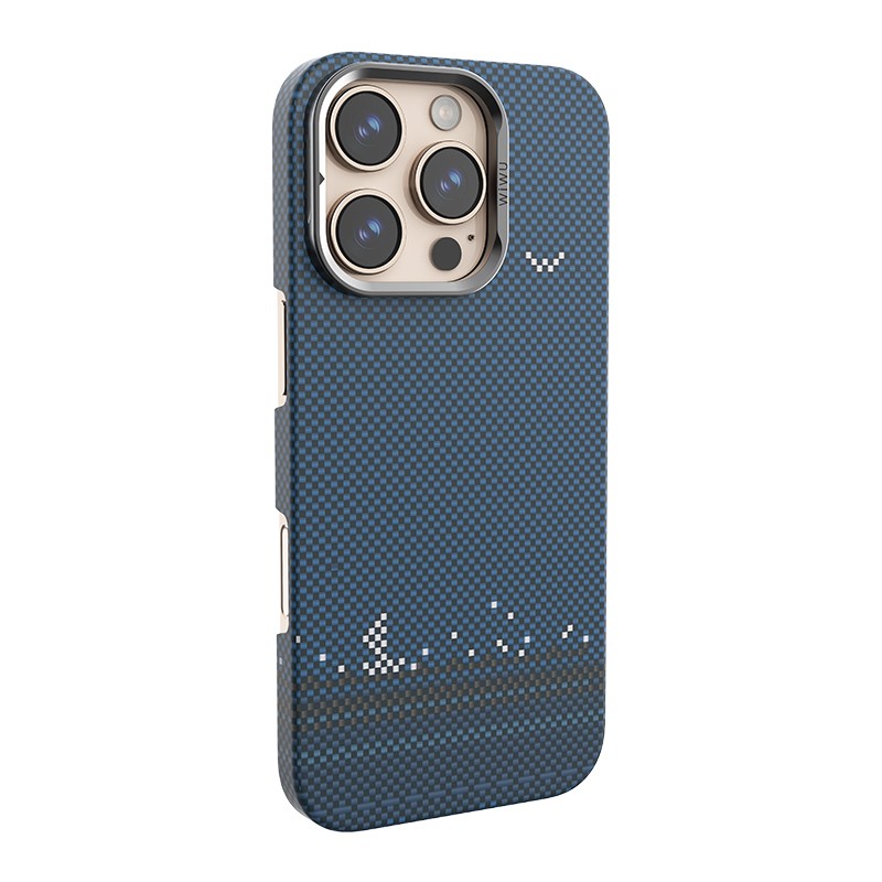 Apple iPhone 16 Pro Max Kılıf Wiwu DCC-209 M-safe Şarj Özellikli Kamera Standlı Aramid Fiber Tasarım Kevlar Kapak