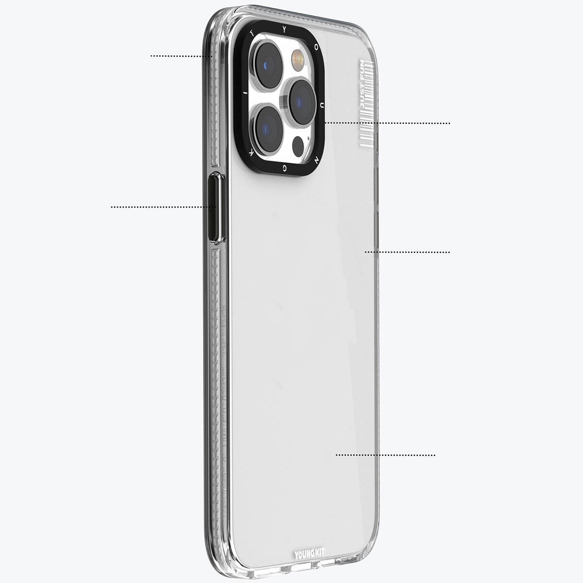 iPhone 15 Pro Max Kılıf Pürüzsüz Düz Arka Yüzey YoungKit Crystal Color Serisi Kılıf