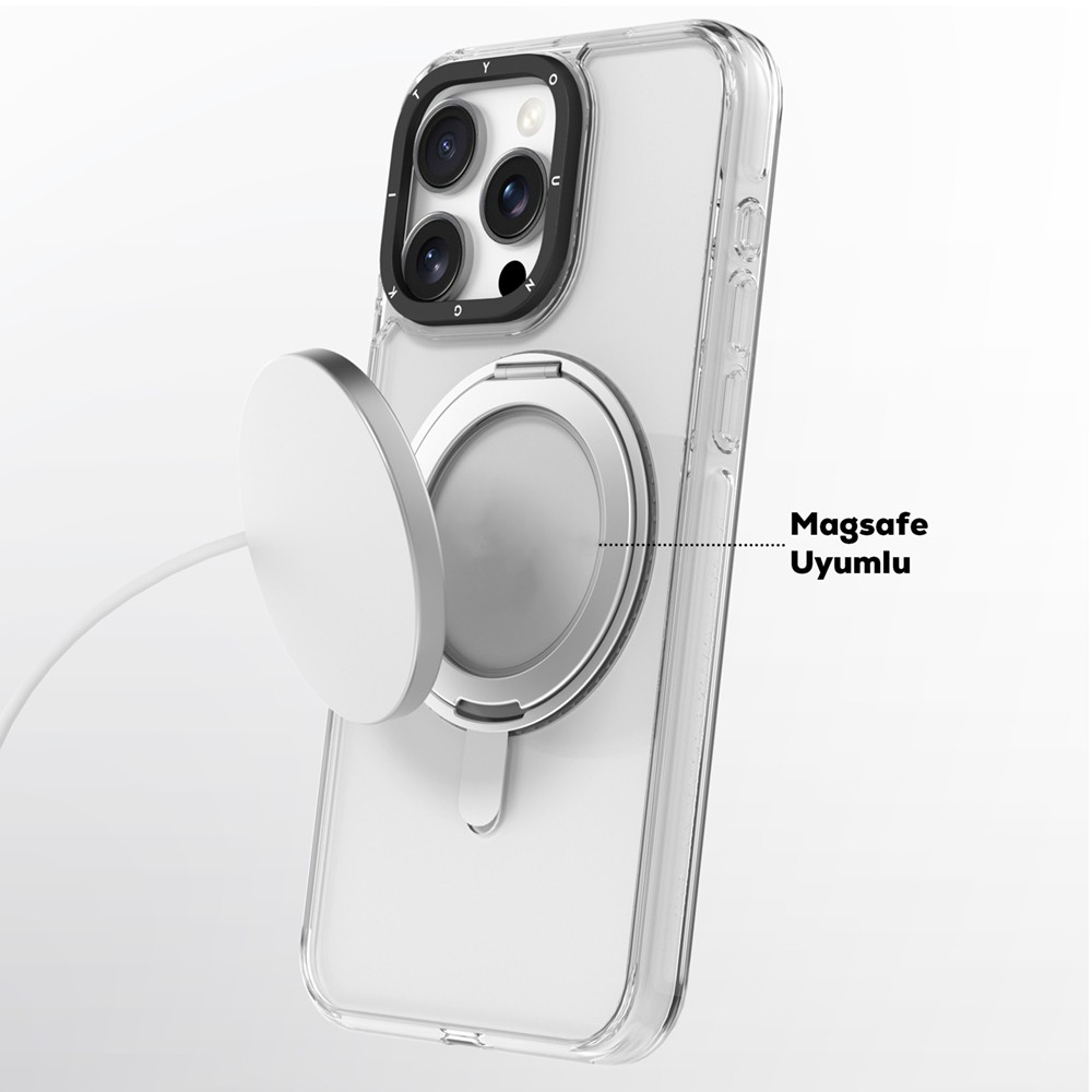 iPhone 16 Kılıf Magsafe Şarj Özellikli Parmak Ring Standlı Youngkit Pivot Serisi Kılıf