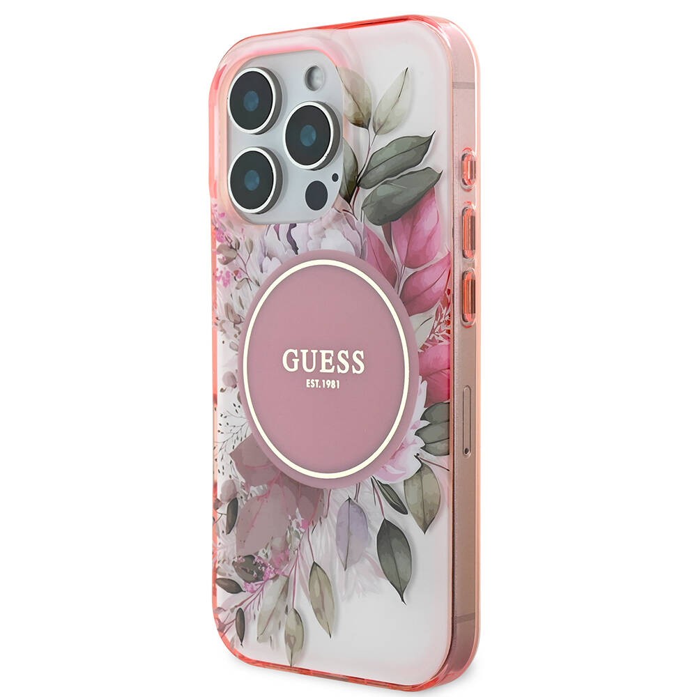 iPhone 16 Pro Kılıf Guess Orjinal Lisanslı Magsafe Şarj Özellikli Flower Tonal Circle Kılıf