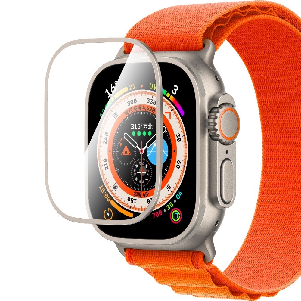 Apple Watch Ultra 49mm CaeWorld Alloy Serisi Safir Akıllı Saat Temperli Cam Ekran Koruyucu