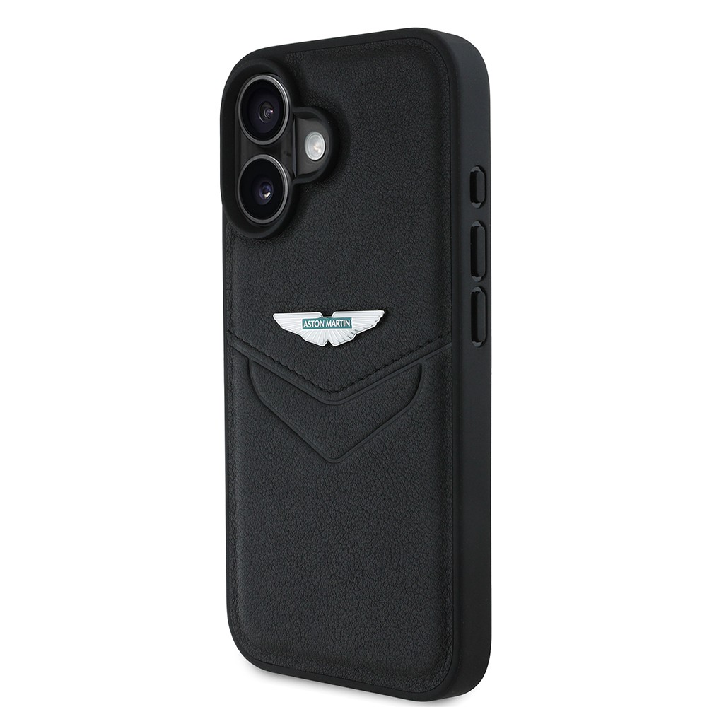 Apple iPhone 16 Kılıf Aston Martin Orjinal Lisanslı Victory Dizayn PU Deri Metal Logolu Kapak