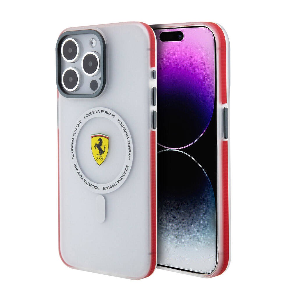 iPhone 15 Pro Max Kılıf Ferrari Orjinal Lisanslı Magsafe Şarj Özellikli Kontrast Bumper SF Ring Kılıf