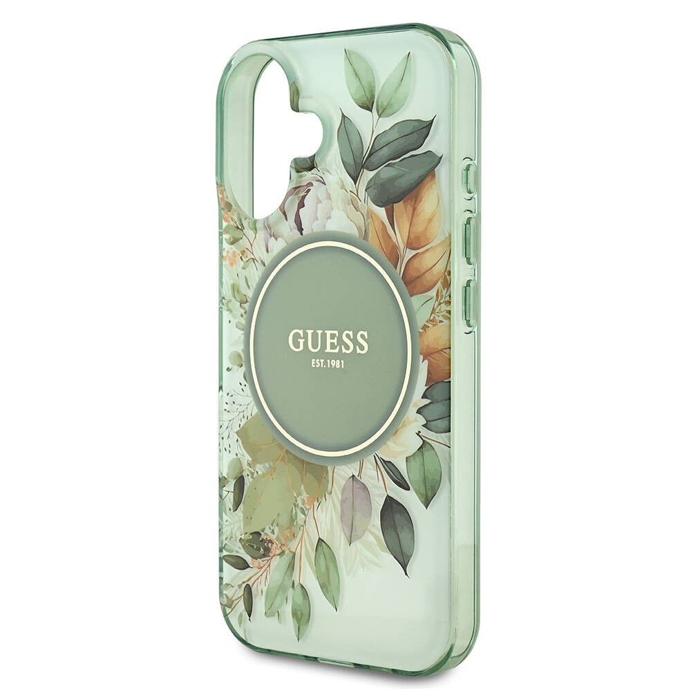 iPhone 16 Kılıf Guess Orjinal Lisanslı Magsafe Şarj Özellikli IML Baskılı Yazı Logolu Flower Tonal Circle Kılıf