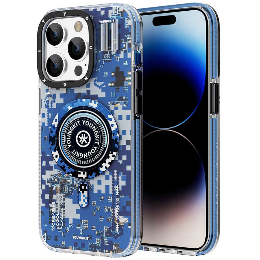 iPhone 14 Pro Max Kılıf Magsafe Şarj Özellikli YoungKit Kamuflaj Serisi Kılıf