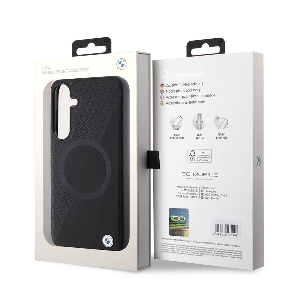 Galaxy S24 Plus Kılıf BMW Orjinal Lisanslı Magsafe Şarj Özellikli Yarım Dokulu Circle Leather Kılıf