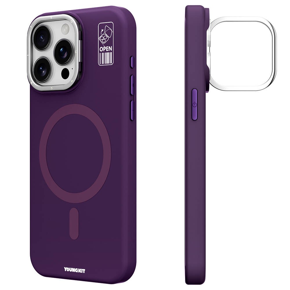 iPhone 14 Pro Kılıf Magsafe Şarj Özellikli Kamera Standlı Silikon Youngkit Bitty Cream Kılıf