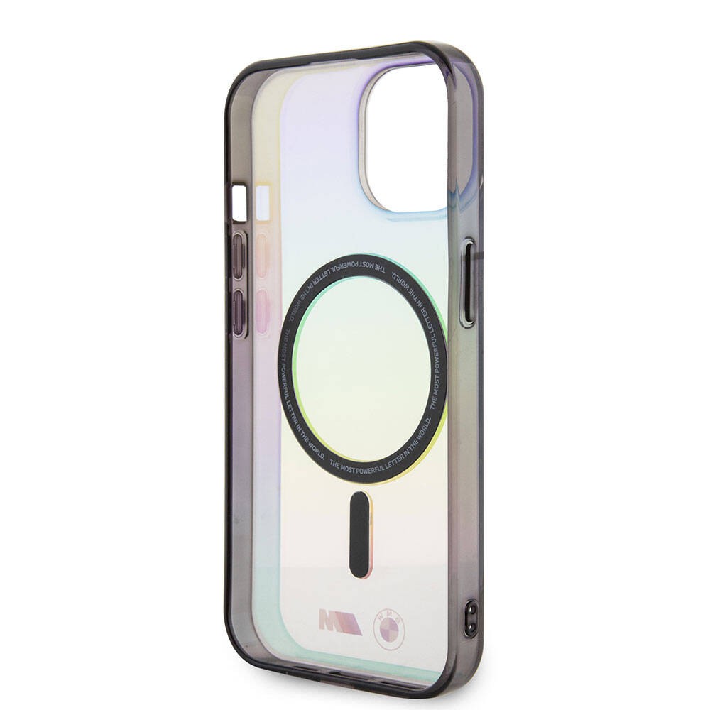 iPhone 15 Kılıf BMW Magsafe Şarj Özellikli Transparan Renk Geçişli Iridescent Orjinal Lisanslı Kılıf