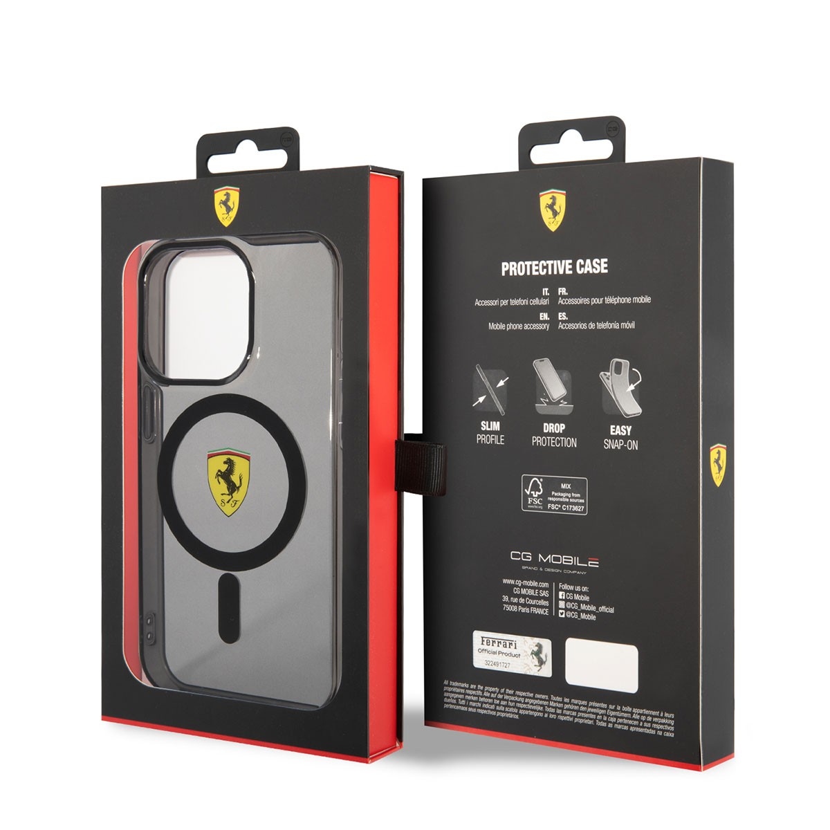 iPhone 14 Pro Max Kılıf Ferrari Magsafe Şarj Özellikli Yarı Transparan Dizayn Kılıf