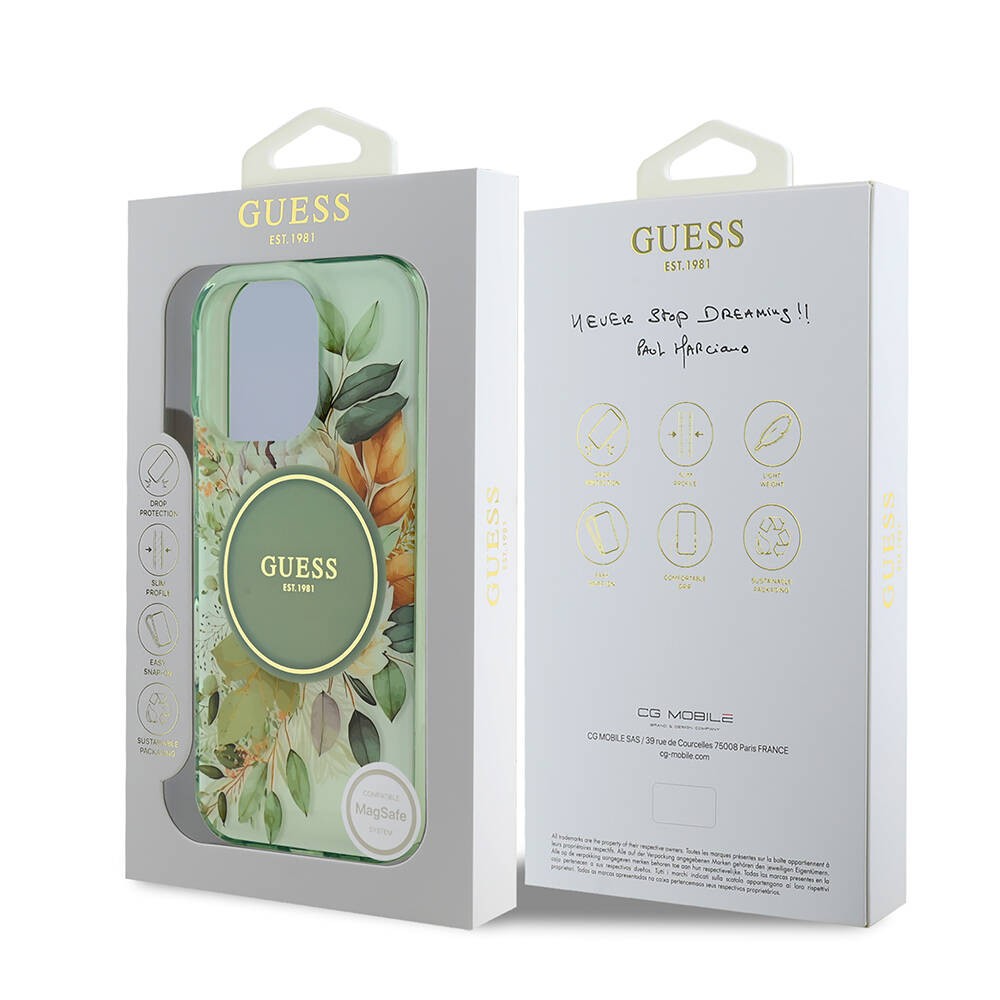 iPhone 16 Pro Max Kılıf Guess Orjinal Lisanslı Magsafe Şarj Özellikli Flower Tonal Circle Kılıf