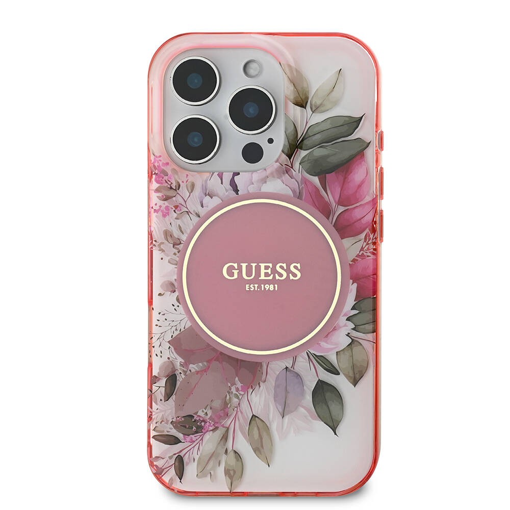 iPhone 16 Pro Kılıf Guess Orjinal Lisanslı Magsafe Şarj Özellikli Flower Tonal Circle Kılıf