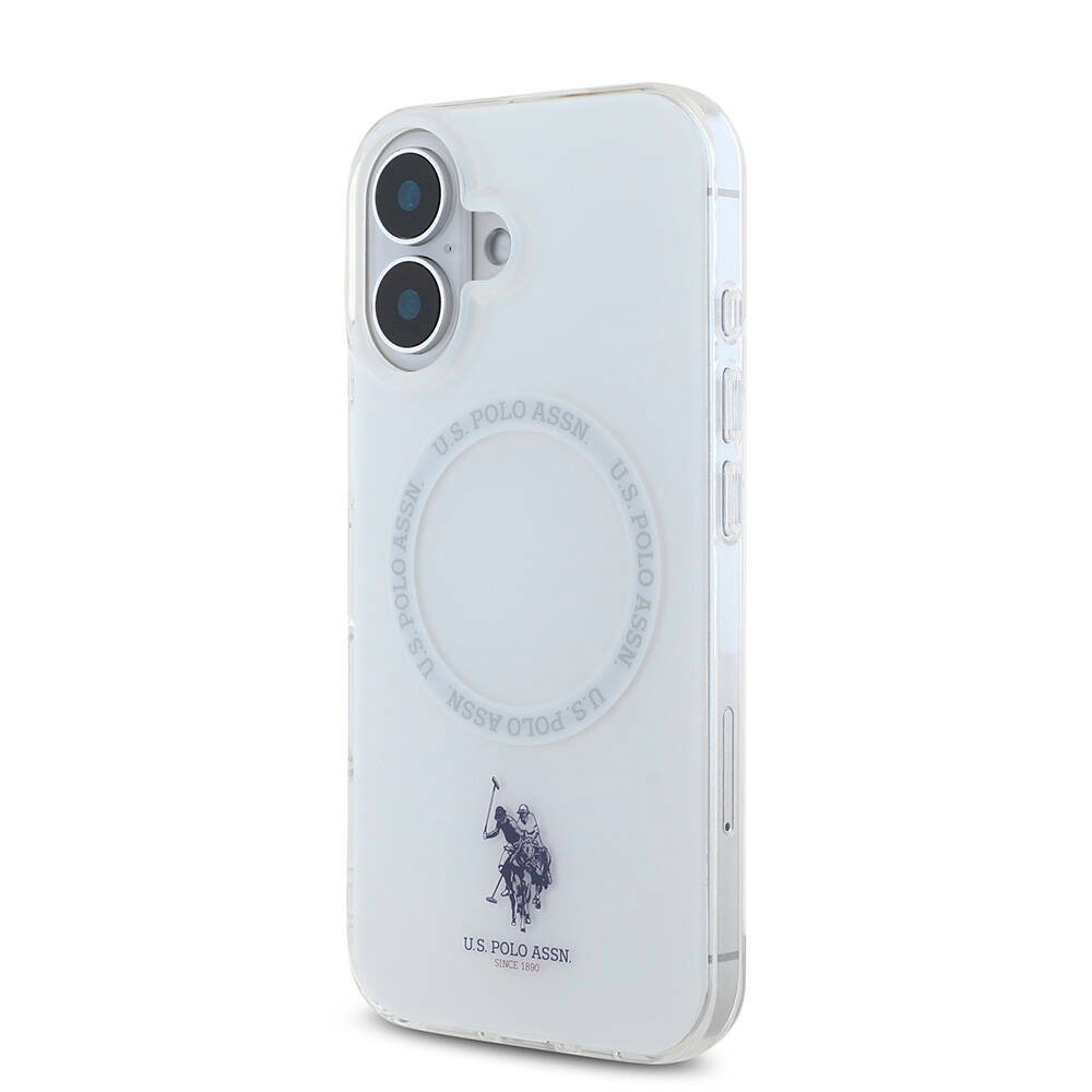 iPhone 16 Kılıf U.S. Polo Assn. Orjinal Lisanslı Magsafe Şarj Özellikli IML Double Horse Logolu Ring Kılıf