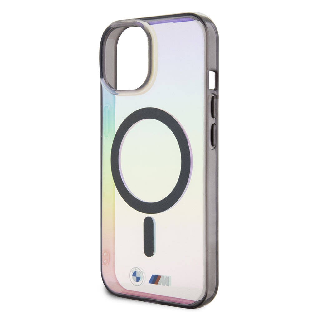 iPhone 15 Kılıf BMW Magsafe Şarj Özellikli Transparan Renk Geçişli Iridescent Orjinal Lisanslı Kılıf