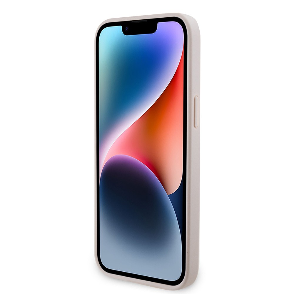 Apple iPhone 14 Pro Max Kılıf Guess Orjinal Lisanslı PU Deri Taşlı Metal Üçgen Logolu Çapraz Vücut Askılı 4G Desenli Kapak