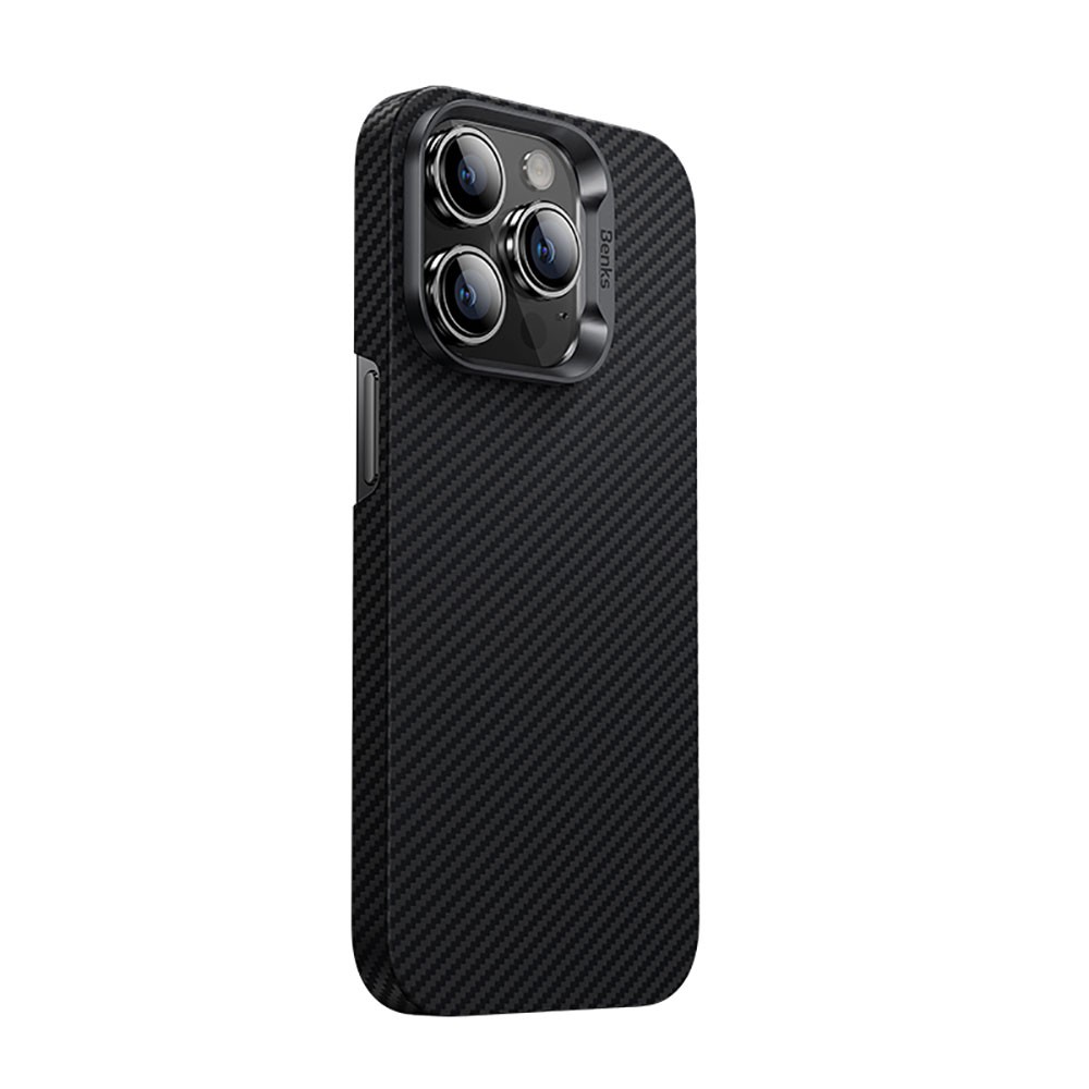 iPhone 14 Pro Max Kılıf Magsafe Özellikli Karbon Fiber Benks 600D Essential Kevlar Kılıf