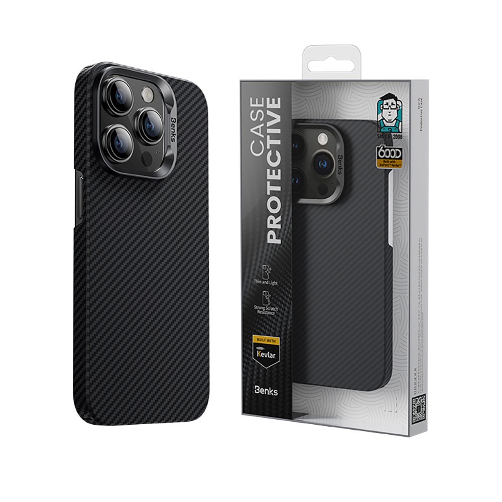 iPhone 15 Pro Kılıf Magsafe Özellikli Karbon Fiber Benks Essential ArmorAir 600D Kevlar Kılıf