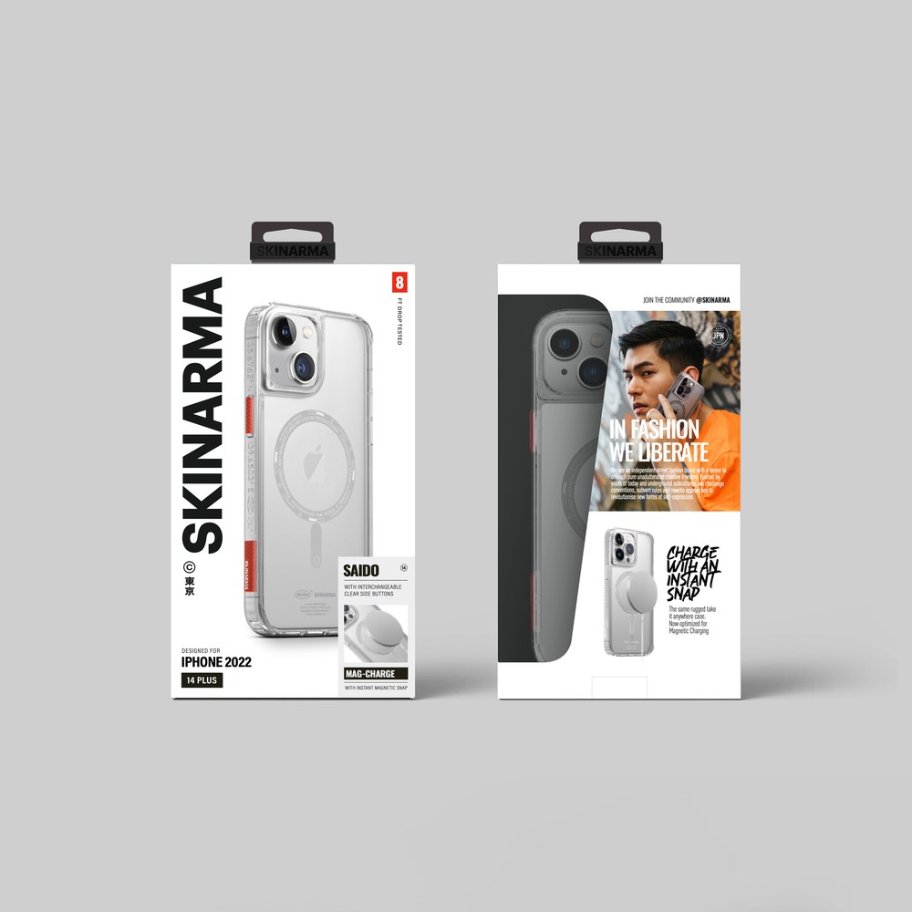 iPhone 14 Kılıf SkinArma Şeffaf Airbag Tasarımlı Magsafe Şarj Özellikli Saido Kılıf