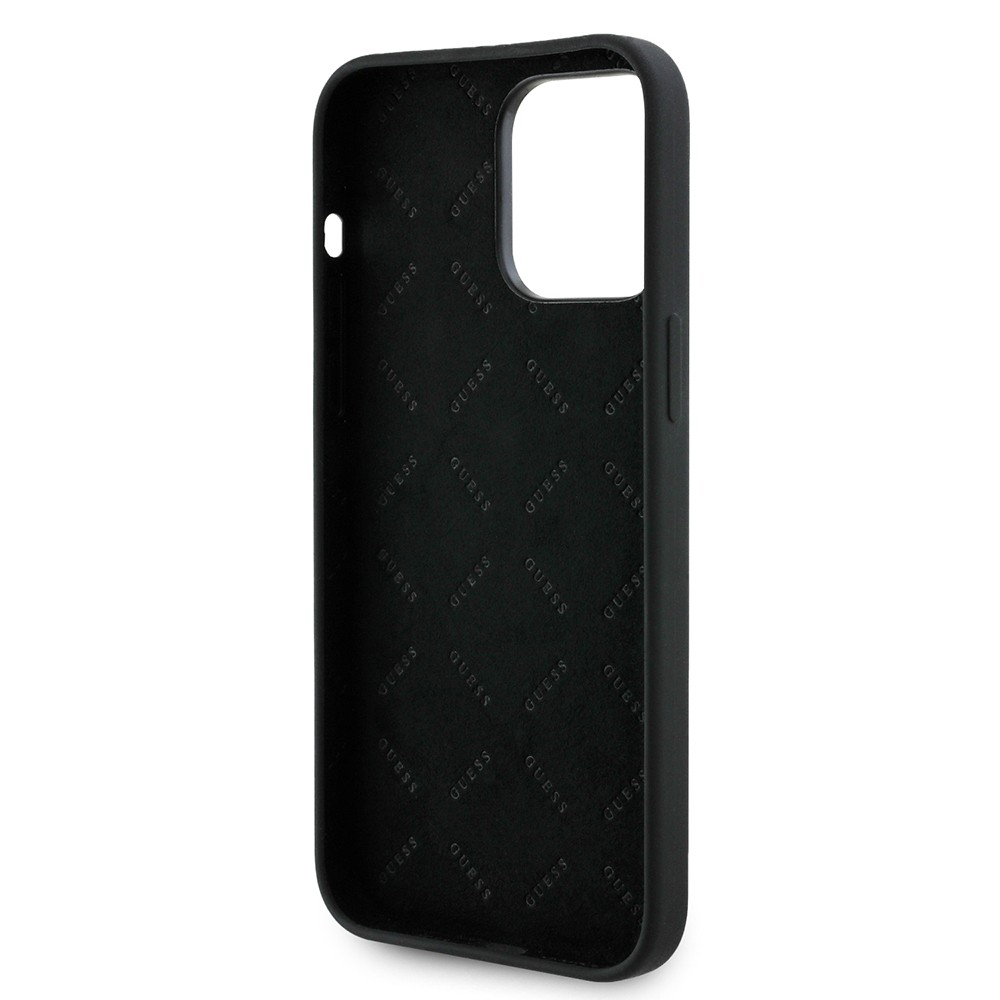 Apple iPhone 14 Pro Max Kılıf Guess Orjinal Lisanslı Yazı ve Taşlı 4G Logolu Silikon Kapak