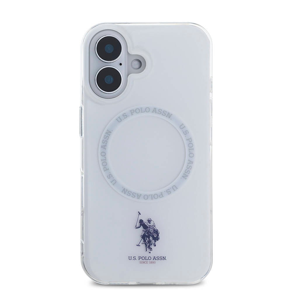 iPhone 16 Kılıf U.S. Polo Assn. Orjinal Lisanslı Magsafe Şarj Özellikli IML Double Horse Logolu Ring Kılıf