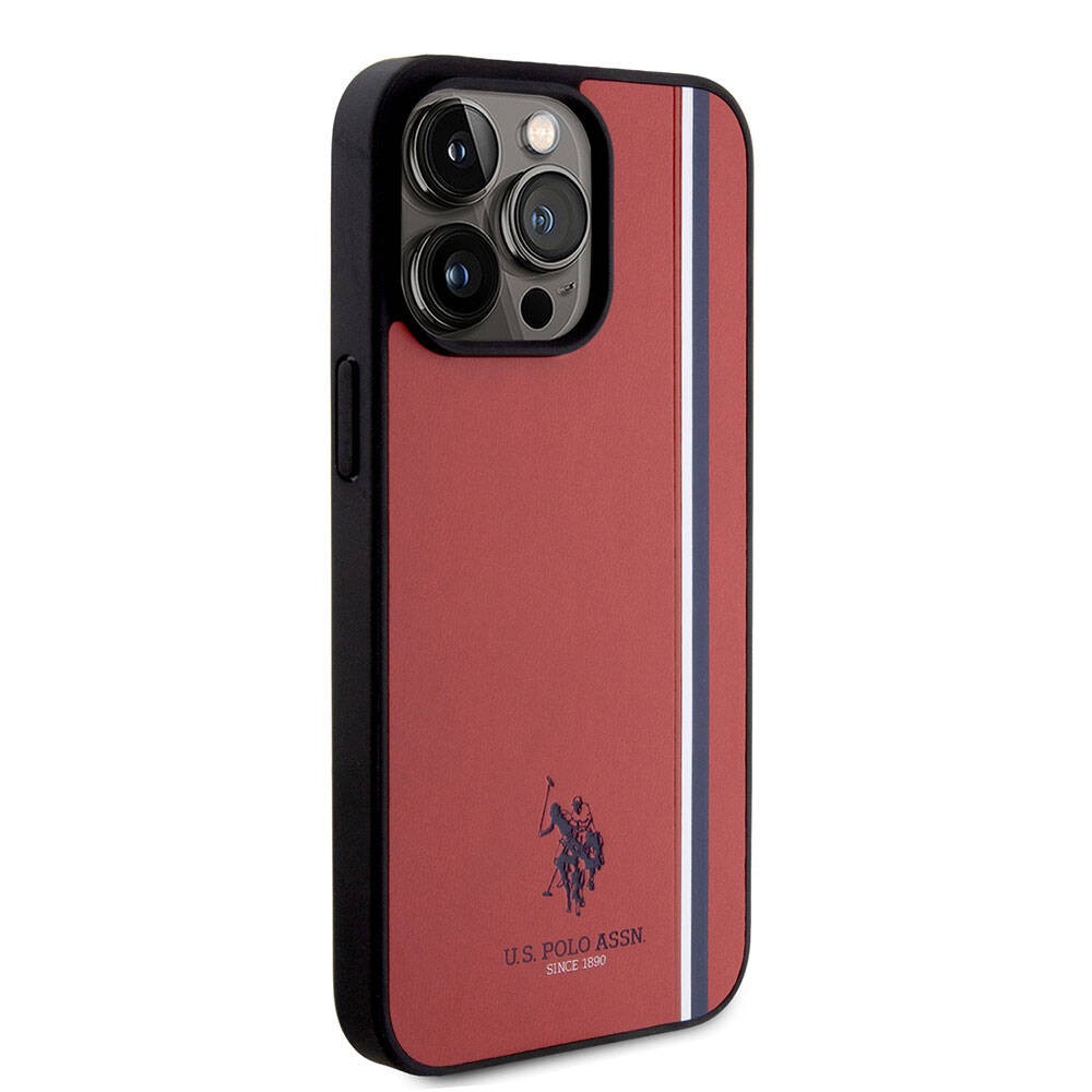 iPhone 15 Pro Max Kılıf U.S. Polo Assn. Orjinal Lisanslı Üç Renk Şerit Tasarımlı Baskı Logolu Kılıf