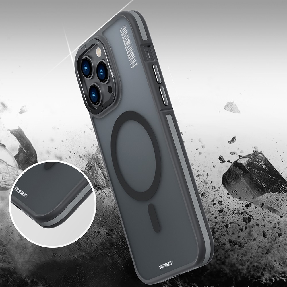 iPhone 14 Pro Kılıf Magsafe Şarj Özellikli Youngkit Rock Sand Serisi Kılıf