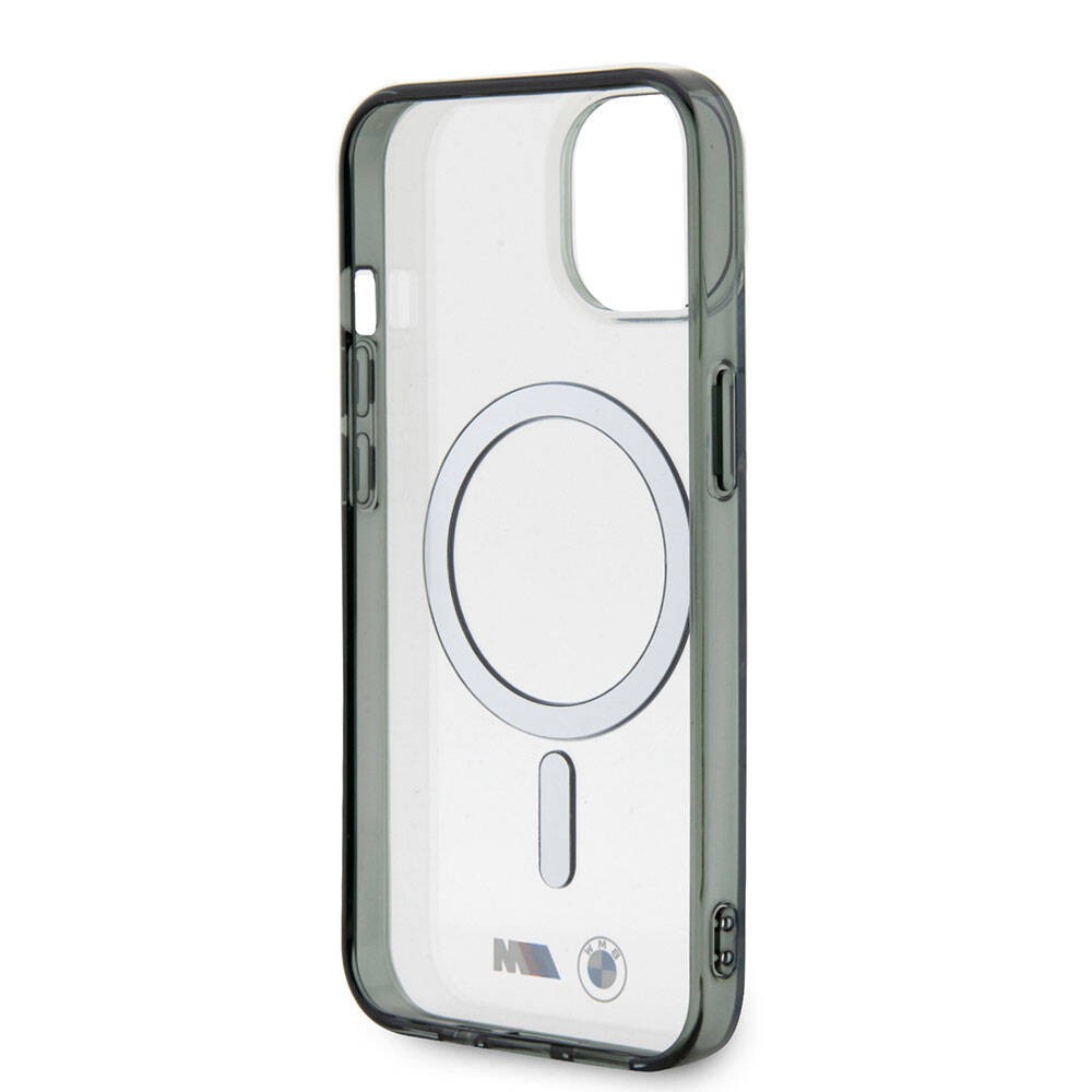 iPhone 15 Kılıf BMW Magsafe Şarj Özellikli Transparan Silver Ring Orjinal Lisanslı Kılıf