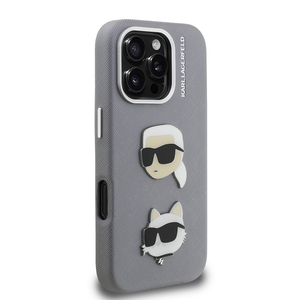 Apple iPhone 16 Pro Kılıf Karl Lagerfeld Orjinal Lisanslı K&C Heads Pin Kapak