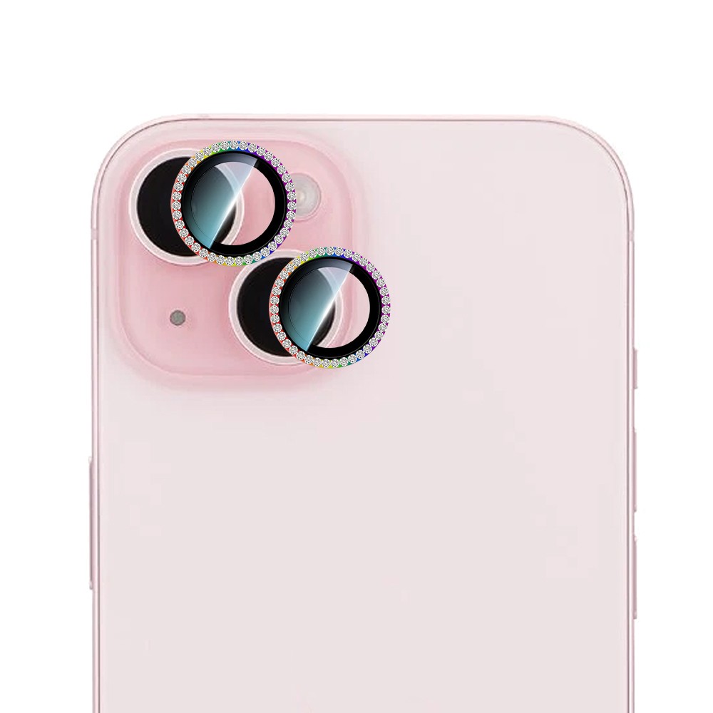 Apple iPhone 15 Plus CaseWorld Alloy Sparkling Diamond Serisi Taşlı Lens Koruyucu