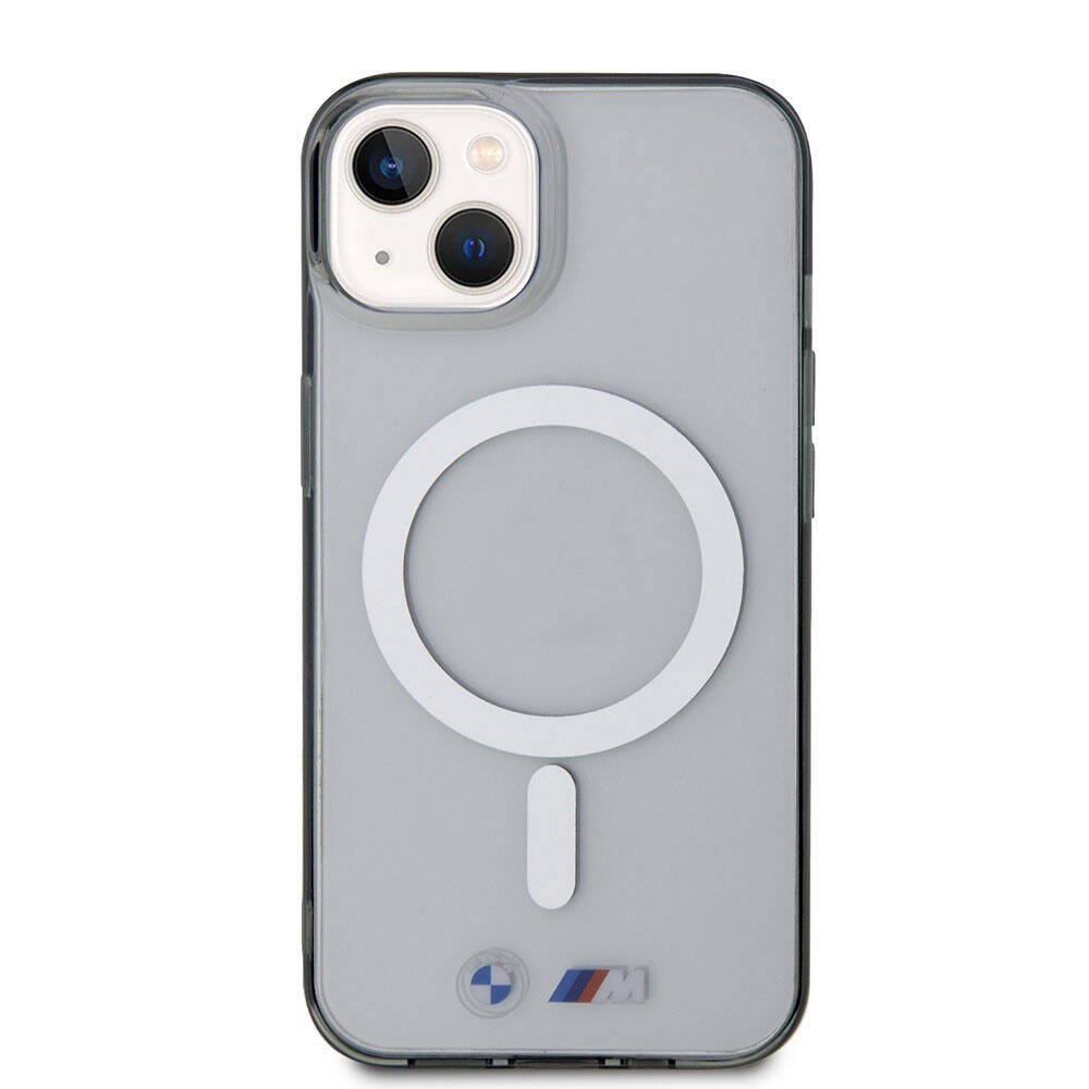 iPhone 15 Kılıf BMW Magsafe Şarj Özellikli Transparan Silver Ring Orjinal Lisanslı Kılıf