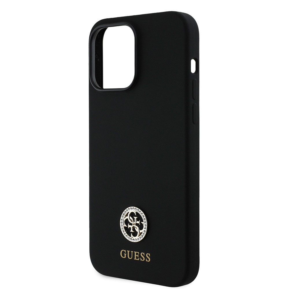 Apple iPhone 14 Pro Max Kılıf Guess Orjinal Lisanslı Yazı ve Taşlı 4G Logolu Silikon Kapak
