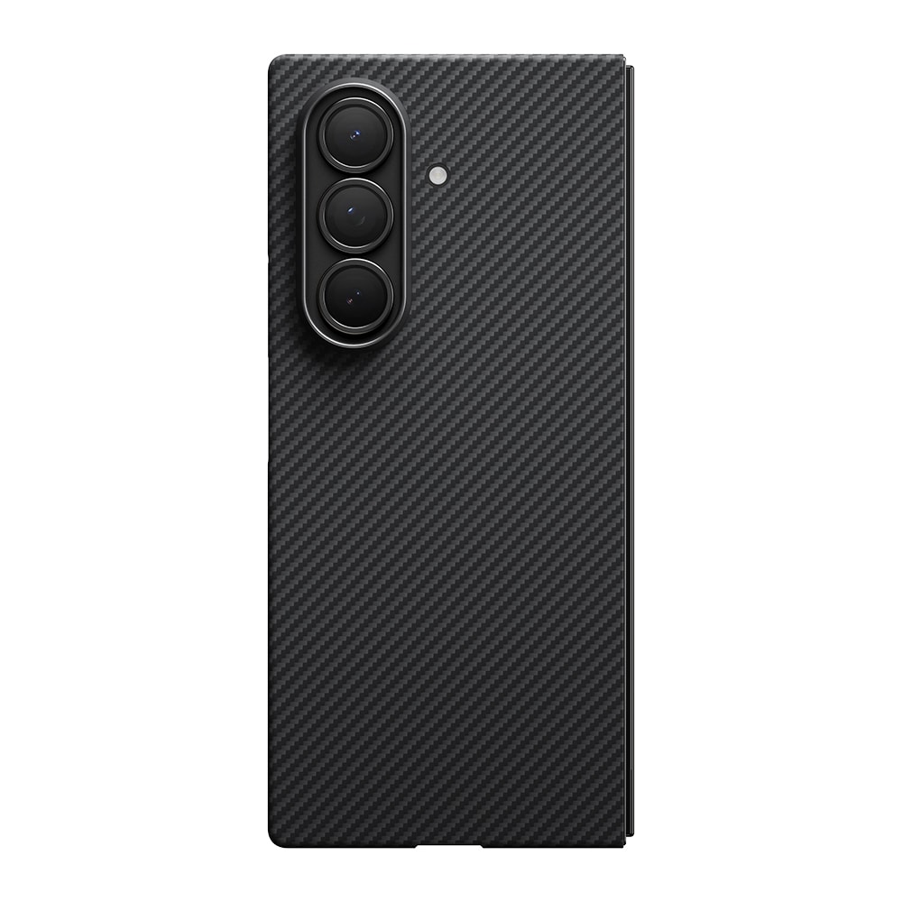 Galaxy Z Fold 7 Kılıf M-safe Şarj Özellikli 600D Aramid Fiber Pitaka Ultra-Slim Classic Serisi Black-Grey Twill Kapak