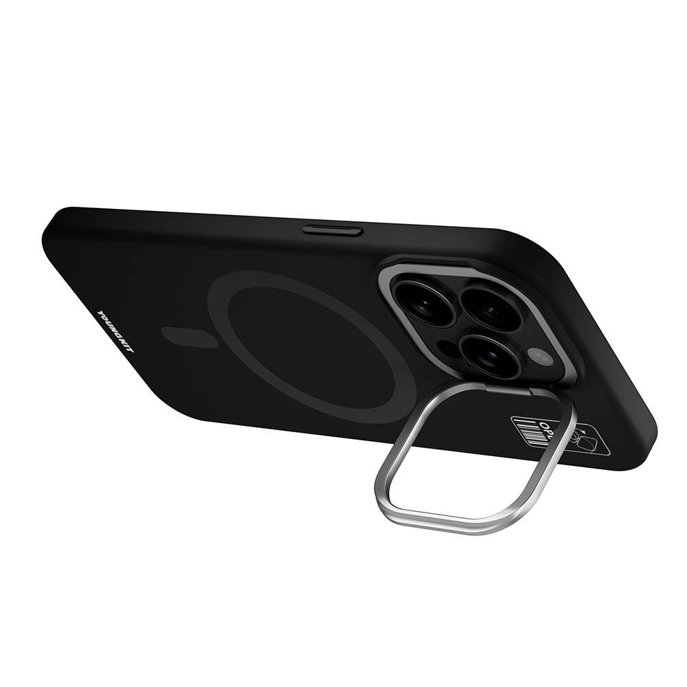 iPhone 14 Pro Kılıf Magsafe Şarj Özellikli Kamera Standlı Silikon Youngkit Bitty Cream Kılıf
