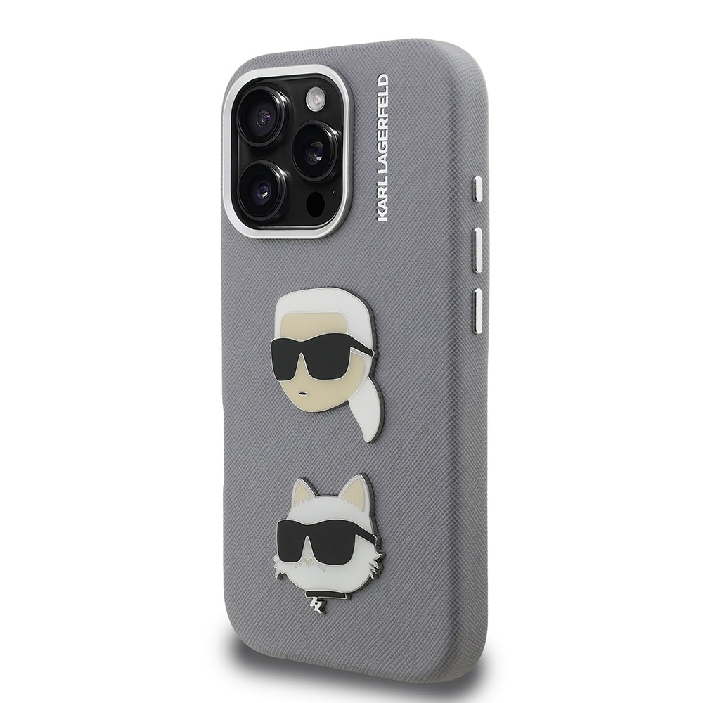 Apple iPhone 16 Pro Kılıf Karl Lagerfeld Orjinal Lisanslı K&C Heads Pin Kapak