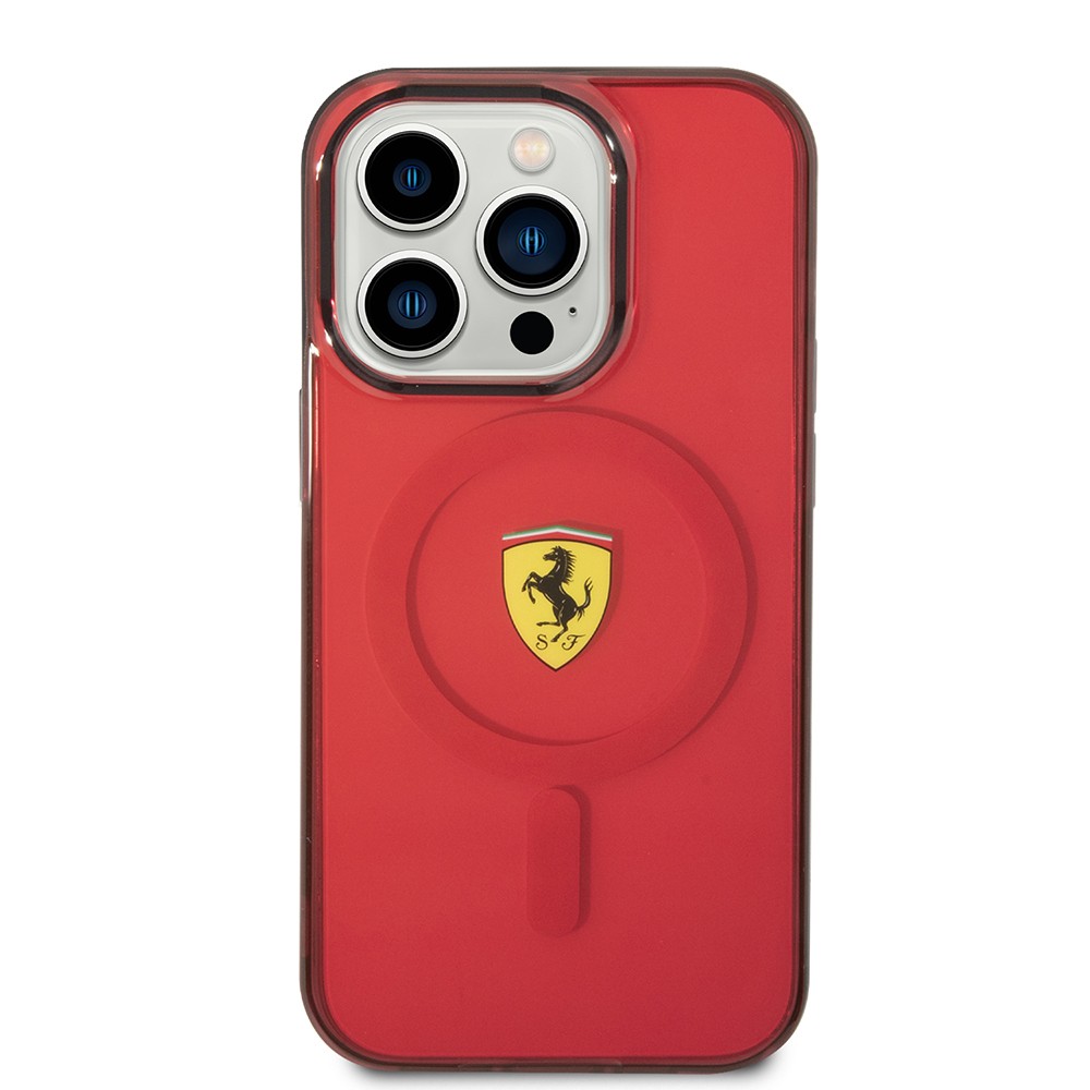 iPhone 14 Pro Max Kılıf Ferrari Magsafe Şarj Özellikli Yarı Transparan Dizayn Kılıf