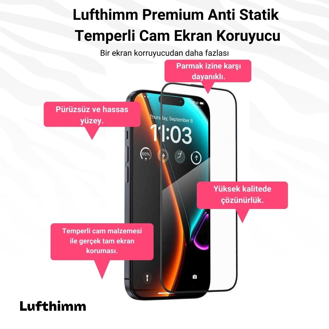 Lufthimm Premium Anti Statik Temperli Cam Ekran Koruyucu