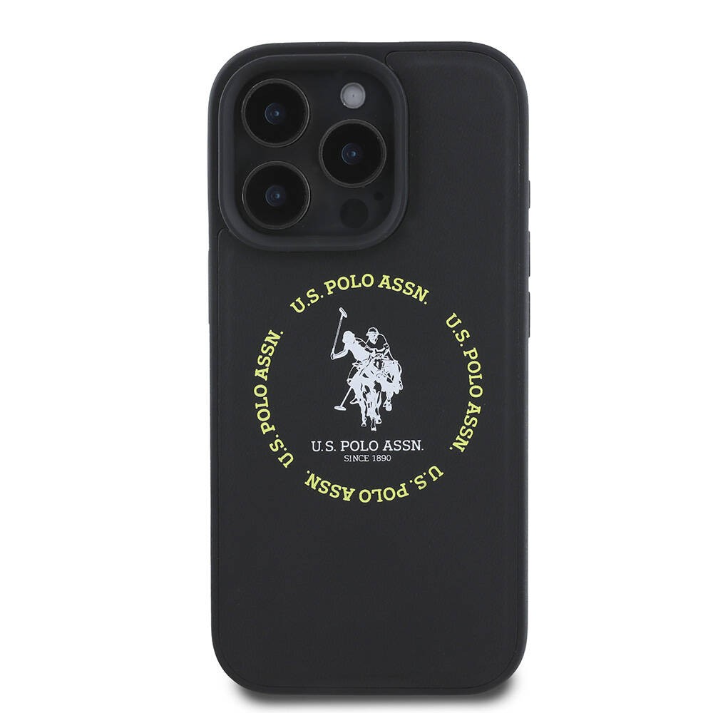 iPhone 16 Pro Max Kılıf U.S. Polo Assn. Orjinal Lisanslı Magsafe Şarj Özellikli Circle ve Double Horse Logolu Deri Kılıf