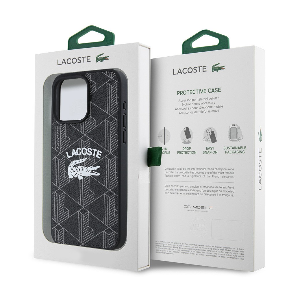 Apple iPhone 15 Pro Max Kılıf Lacoste Orjinal Lisanslı M-safe Şarj Özellikli Mono Vintage Logo Kapak