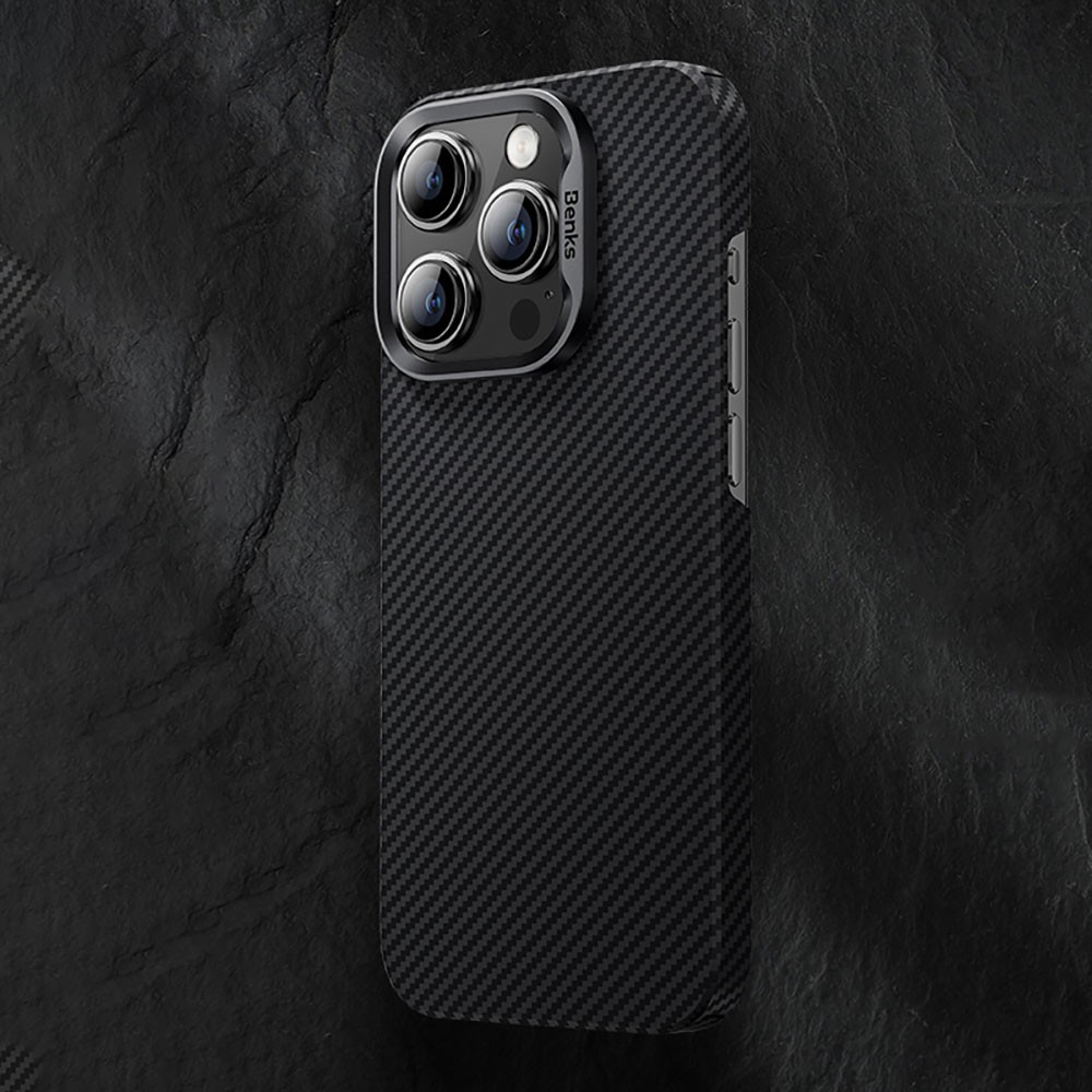iPhone 15 Pro Max Kılıf Magsafe Özellikli Karbon Fiber Benks Essential ArmorAir 600D Kevlar Kılıf