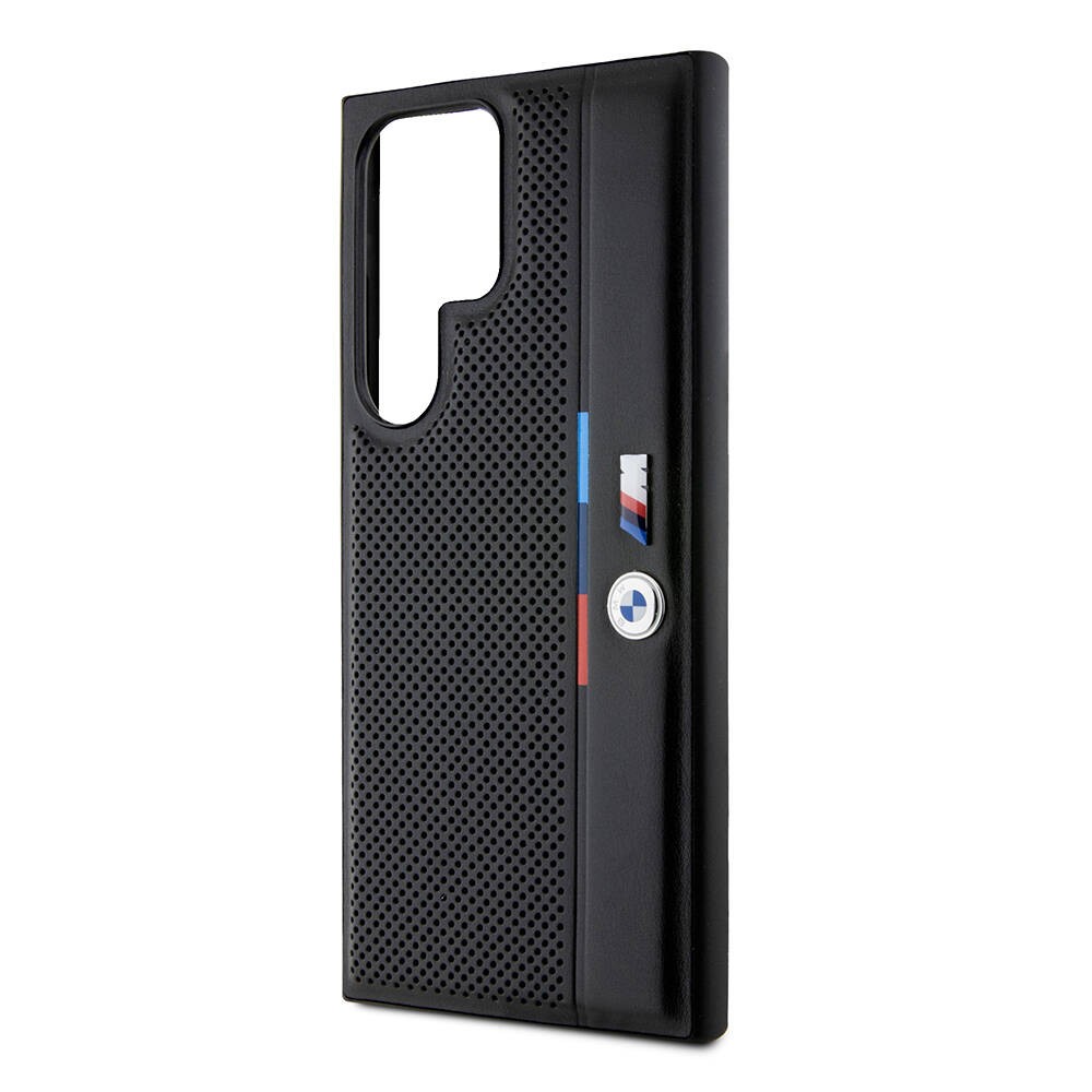 Galaxy S24 Ultra Kılıf BMW Orjinal Lisanslı M Logolu Üç Renk Çizgili Delikli Detail Line Kılıf