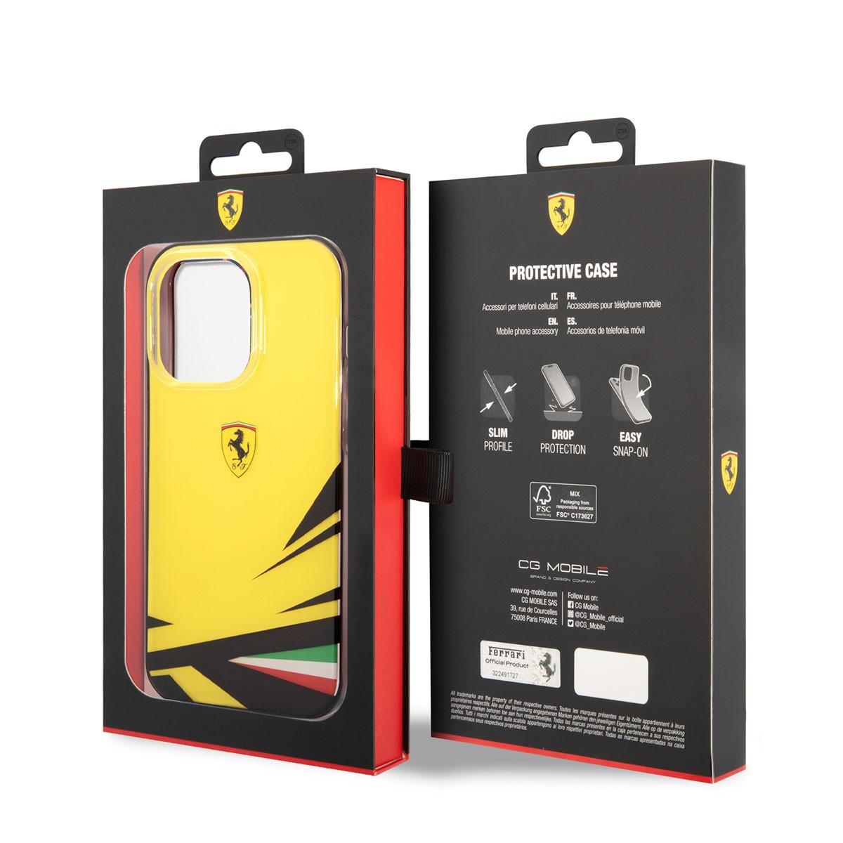iPhone 14 Pro Max Kılıf Ferrari Sarı İtalyan Bayrak Baskılı Dizayn Kılıf