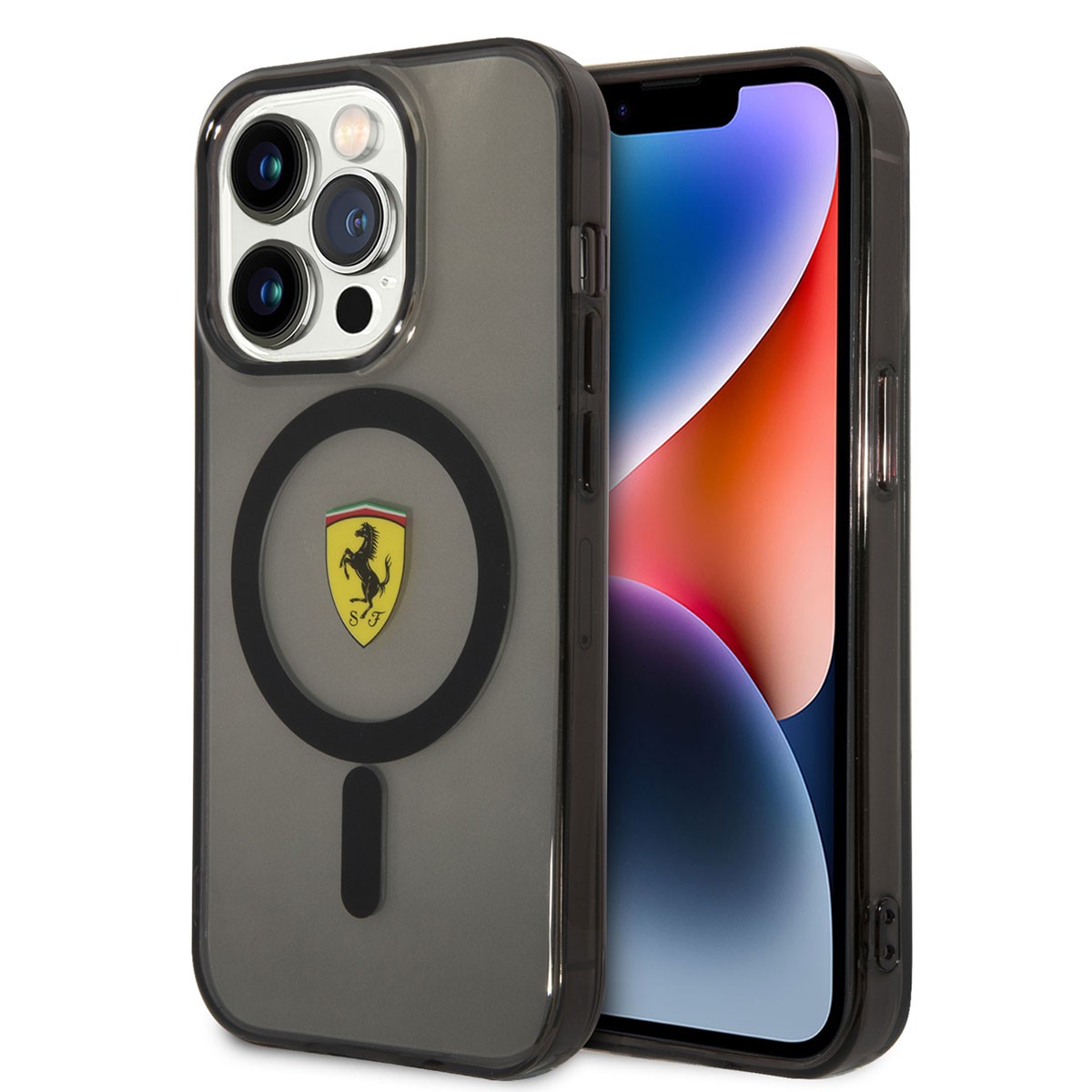 iPhone 14 Pro Max Kılıf Ferrari Magsafe Şarj Özellikli Yarı Transparan Dizayn Kılıf