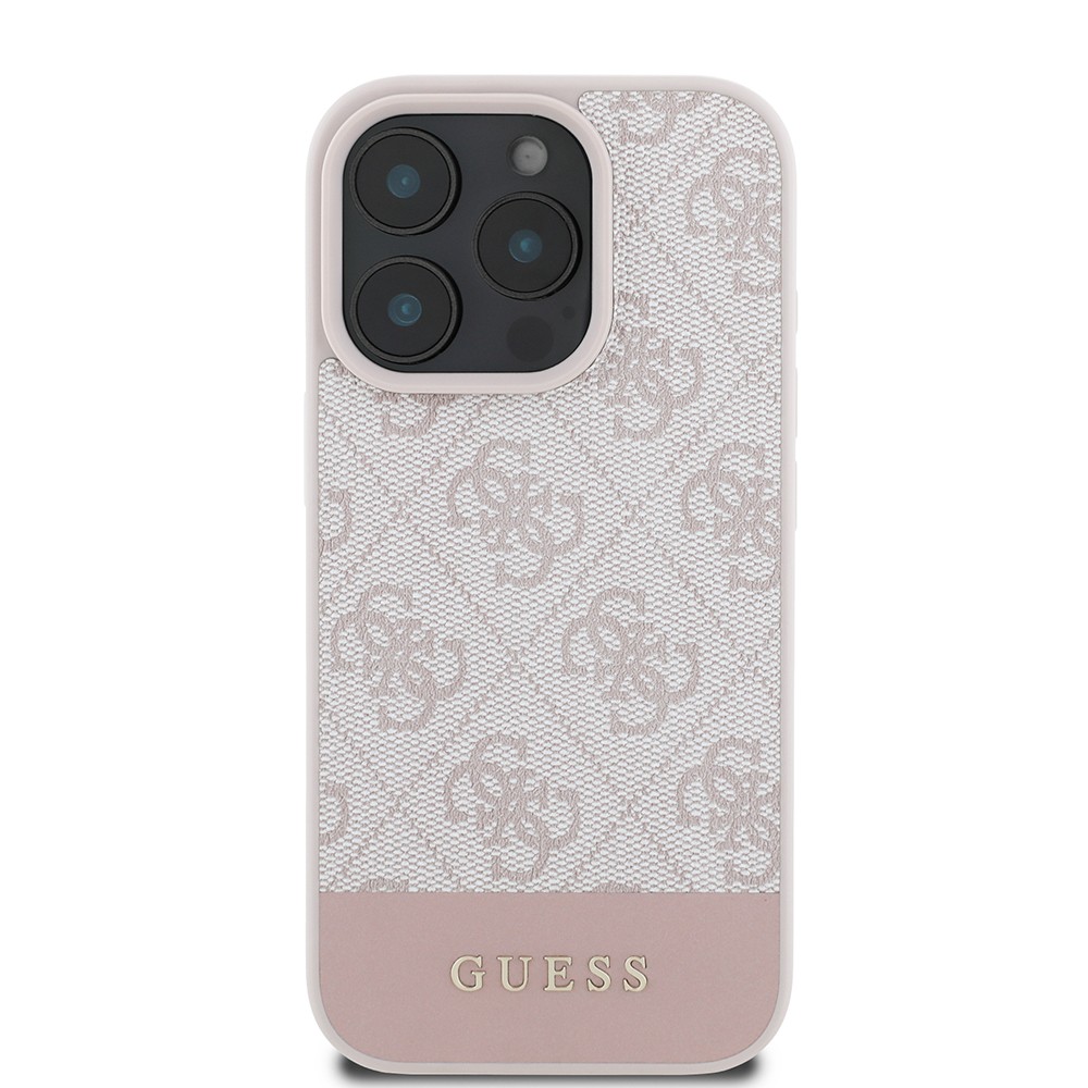 Apple iPhone 16 Pro Kılıf Guess Orjinal Lisanslı PU Deri Şerit Logo Dizaynlı Kapak