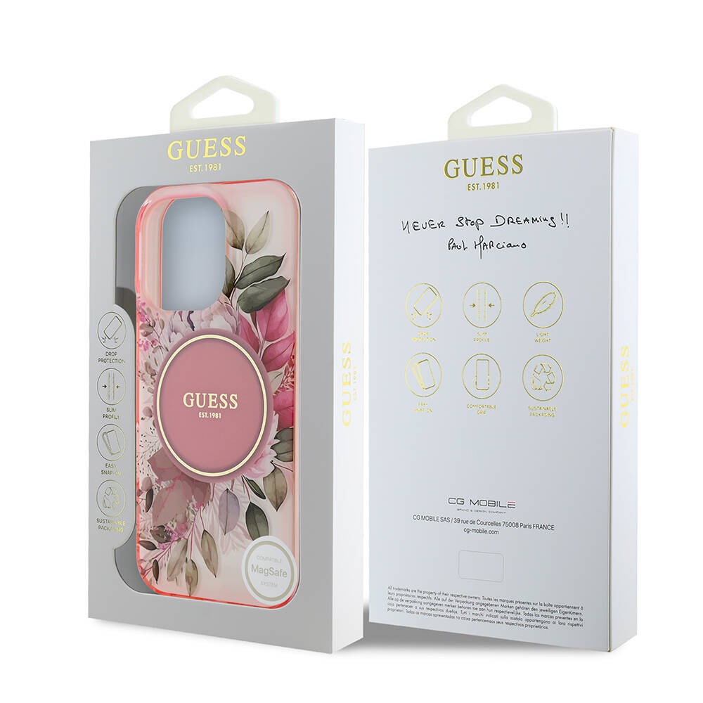 iPhone 16 Pro Kılıf Guess Orjinal Lisanslı Magsafe Şarj Özellikli Flower Tonal Circle Kılıf