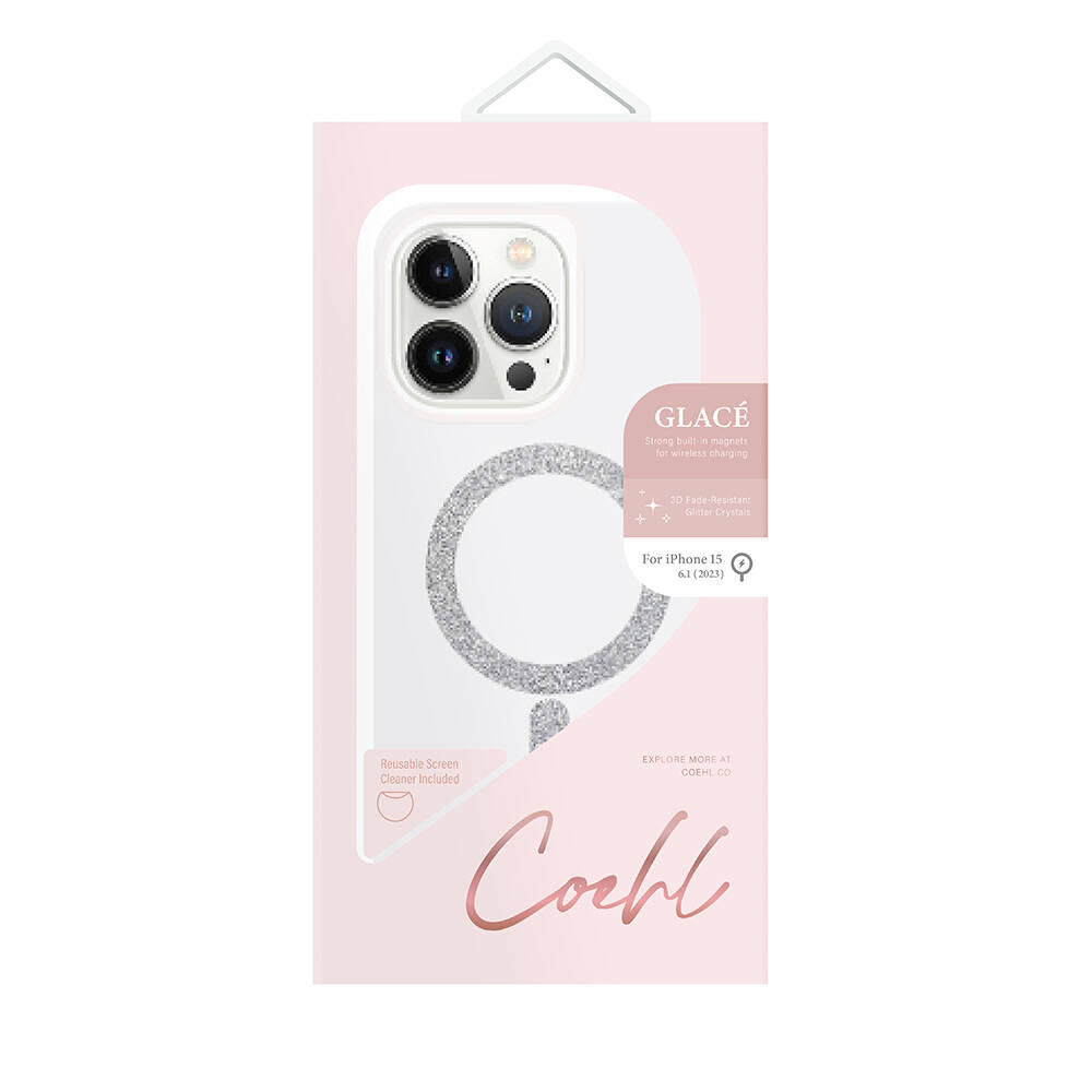 iPhone 15 Kılıf Magsafe Şarj Özellikli Simli Magnetik Coehl Glace Kılıf